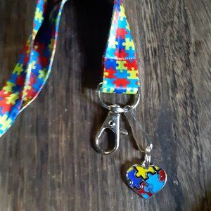 Autism Lanyard with Heart Charm